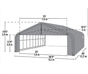 Тентовый гараж (ангар) 9,2 х 12,2 х 5,9 м