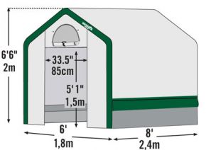 Тентовая теплица 1,8 х 2,4 х 2 м