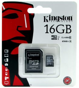 Карта памяти Kingston 16Gb microSDHC Class 10  45Mb/s (SDC10G2/16GB)