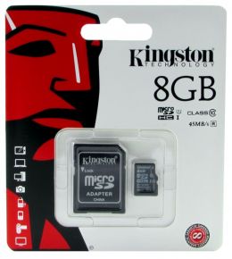 Карта памяти Kingston 8Gb microSDHC Class 10 (SDC10G2/8GB)