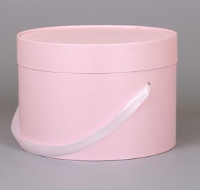 Большая круглая коробка с завальцовкой розовый d300 h200 мм