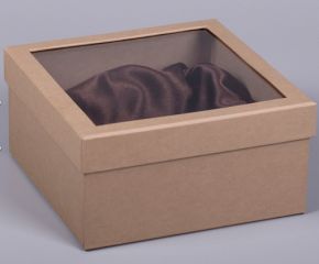 Квадратная подарочная коробка с прозрачным окном 200х200х100