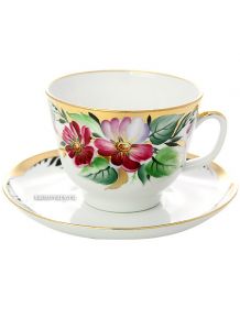 Чашка с блюдцем чайная форма "Подарочная", рисунок "Надежда", Императорский фарфоровый завод Тульские самовары