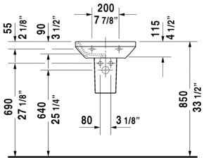 Duravit 0858310000 DURASTYLE Полупьедестал для мини-раковины 070845 белый