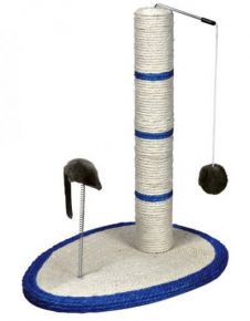 Когтеточка-столб TRIXIЕ 4306 для кошек с игрушкой и мышкой на пружине, сизаль 50см