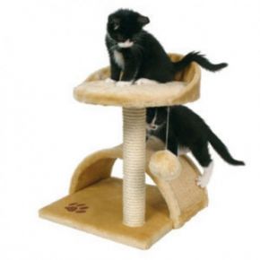 Когтеточка для кошек TRIXIE 43751 "Vitoria" с полочкой и дугой, бежевая, плюш 50см