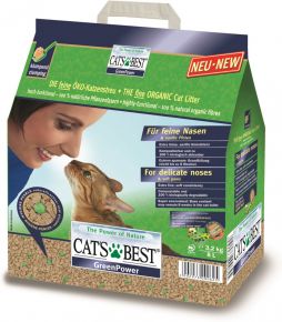 Наполнитель Cat's Best Green Power Древесный комкующийся для котят и кошек 8л/3,2кг