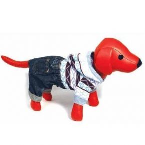 DEZZIE Свитер для собак вязаный с капюшоном+синие джинсовые шорты, 20см (5615044)