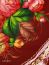 Поднос Жостово с художественной росписью "Цветы на бордовом фоне", круглый, арт. 9286 Тульские самовары