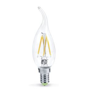Лампа светодиодная LED-СВЕЧА НА ВЕТРУ-PREMIUM 5.0Вт 160-260В Е14 4000К 450Лм прозрачная ASD ASD