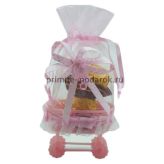 Коробочка для подарка новорожденному розовая в форме коляски