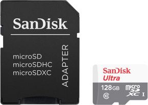 Карта памяти MicroSDXC SanDisk Карта памяти MicroSDXC SanDisk 128GB Class 10 UHS-I с адаптером White-Grey