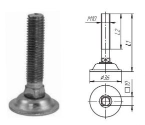 М10*40*65,5мм D36 опора регулируемая со штырём