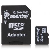 Карта памяти TransFlash 32ГБ MicroSDHC Class 10 Smart Buy, адаптер Smart Buy