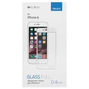 Защитное стекло Deppa Full Glass для Apple iPhone 6/6S, прозрачное, с рамкой, белый Deppa