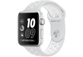 Apple Watch Nike+ 42 мм, корпус из серебристого алюминия, спортивный ремешок Nike цвета «чистая платина/белый» Watch Nike+ Apple MQ192RU/A