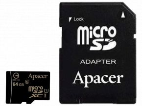 Карта памяти Apacer MicroSD XC 64 ГБ class 10 (с адаптером) Apacer Карта памяти Apacer MicroSD XC 64 ГБ class 10 (с адаптером)