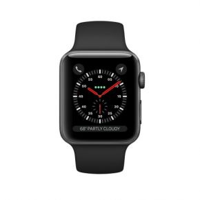 Смарт-часы Apple Смарт-часы Apple Watch Series 3 38 мм Алюминий "Серый космос", Спортивный браслет Черный (MQKV2RU/A)