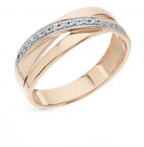 Золотое кольцо с фианитами SUNLIGHT