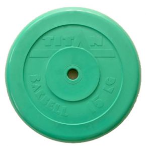 Диск обрезиненный зеленый 15кг диаметр 26 мм