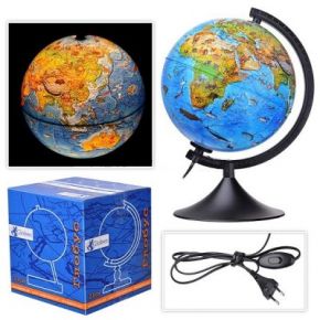 Globen Глобус Земли зоогеографический с подсветкой 210мм
