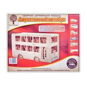 Wooden Toys Сборная деревянная модель Двухэтажный автобус