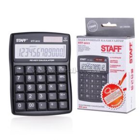 STAFF Калькулятор настольный STF-3012, 12 разрядов, двойное питание, 141х107мм
