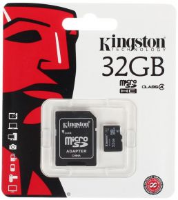 Карта памяти microSDHC 32Gb Kingston SDC4/32GBSP Class 4 Kingston