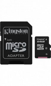 Карта памяти Kingston Technology MicroSD HC 64 ГБ class 10 (с адаптером) Kingston Technology Карта памяти Kingston Technology MicroSD HC 64 ГБ class 10 (с адаптером)