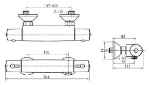Ideal Standard Термостатический смеситель для душа CERATHERM  A6367AA+ Душевой гарнитур Идеал Рейн Эво Джет B1762AA