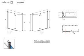 Шторка для ванны Radaway EOS PND/L 130x152 Хром / Прозрачный левая Radaway