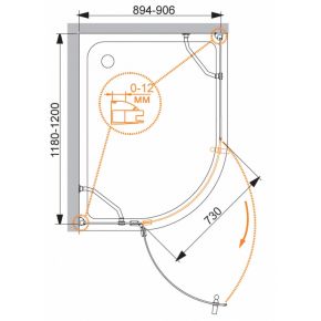 Душевой уголок Cezares Magic Royal Palace RH-1 120х90х195 хром/прозрачное c матовым узором правый Cezares