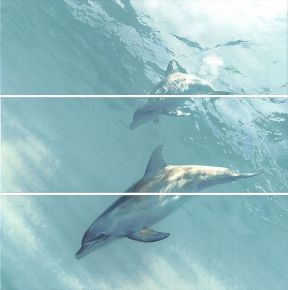 Панно настенное Керама Марацци (Kerama Marazzi) Искья панно настенное Дельфины 750x750 голубое HGD\A55\3x\12093R