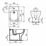 Ideal Standard Теси биде напольное пристенное, белый