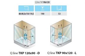 Душевой уголок Kolpa-san Q-Line TKP 120х90 Хром / Прозрачный левый Kolpa-San