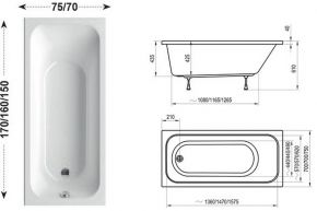 Ванна акриловая Ravak Chrome 170x75 Ravak