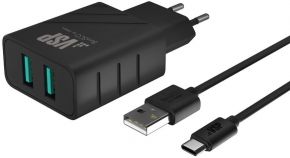 З/У BoraSCO (37265) 2 USB 2.4A + кабель Apple 8-pin белый, 1 м Китай